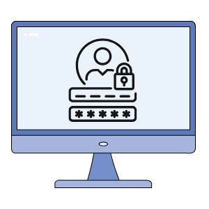 Grafik eines Bildschirmes, auf dem ein Symbol für ein gesperrtes Nutzerkonto zu sehen ist als Sinnbild für Locker, eine Form der Ransomware