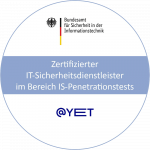 Die @-yet GmbH aus Leichlingen ist zertifizierter IT-Sicherheitsdienstleister im Bereich Informationssicherheits-Penetrationstests (IS-Pentests)