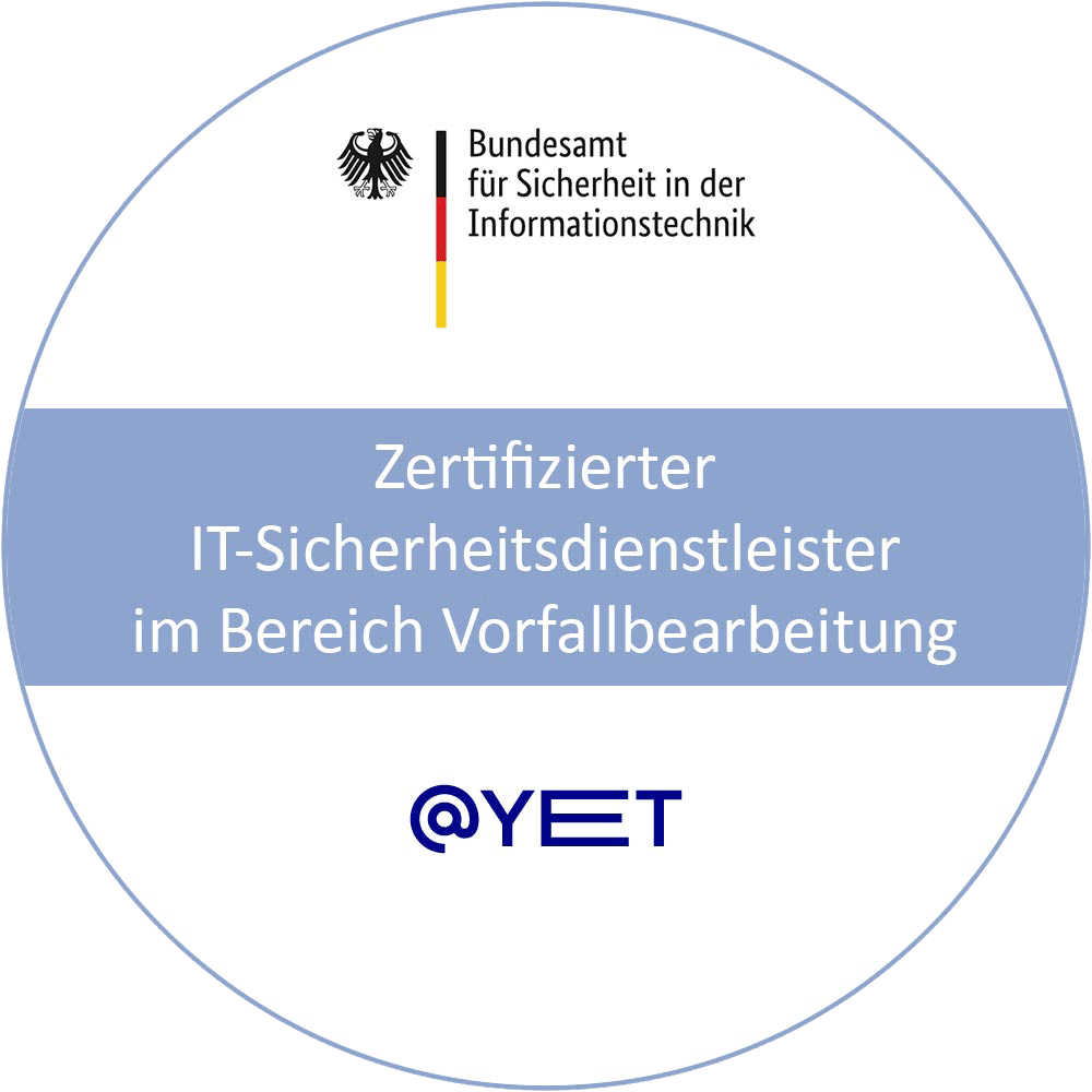 Die @-yet GmbH aus Leichlingen ist zertifizierter IT-Sicherheitsdienstleister im Bereich Vorfallbearbeitung